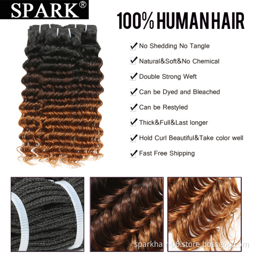 spark Brazilian Loose Deep Curly Wave Hair Virgin Unprocessed Human Hair Bundles Brazilian Deep Wave Hair Weave Extensions
